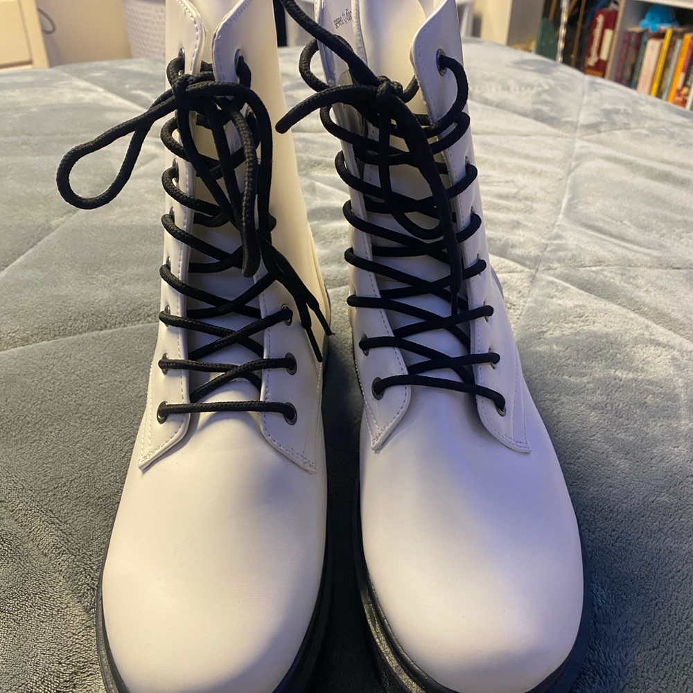 White Combat Boots